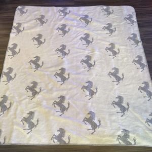 INUP Home Fine Linens Equestrian Horses Reversible BLANKET Throw Sz 56”x56”